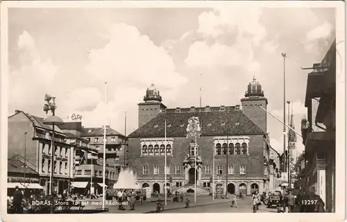 Postcard Borås BORÅS Stora Torget med Rådhuset 1958