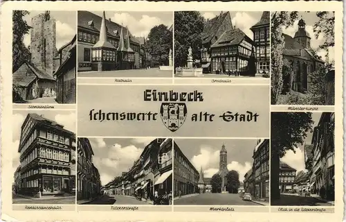 Ansichtskarte Einbeck Mehrbild-AK Brodhaus, Rathaus, Storchenturm uvm. 1955