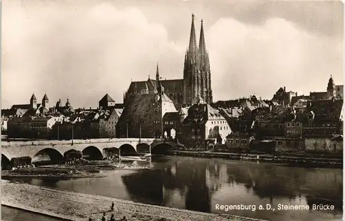 Ansichtskarte Regensburg Steinerne Brücke 1960