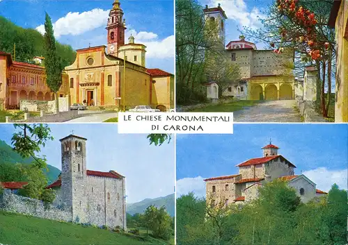 Ansichtskarte Carona TI Mehrbildkarte LE CHIESE MONUMENTALI DI CARONA 1980