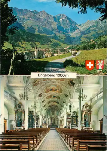 Ansichtskarte Engelberg OW 2-Bild-AK Panorama und Kirche 1980