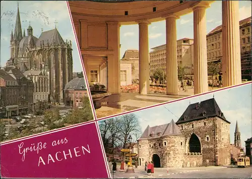 Aachen Mehrbild-AK Stadtteilansichten Dom Ponttor Elisenbrunnen 1961