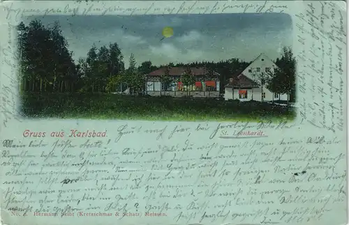 Ansichtskarte Karlsruhe St. LEONHARDT Mondscheinlitho color 1902
