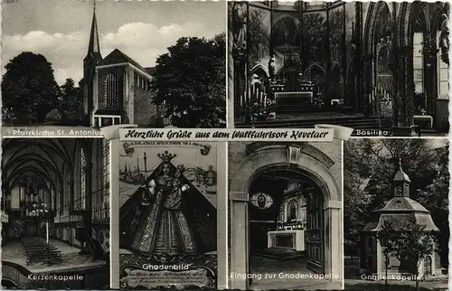 Ansichtskarte Kevelaer Mehrbild-AK Wallfahrtsort Kirche Innen & Außen 1960