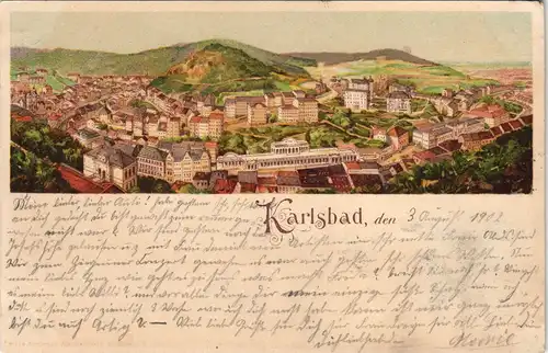 Postcard Karlsbad Karlovy Vary Totale - Künstlerlitho 1902