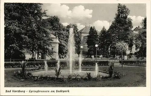 Ansichtskarte Bad Harzburg Springbrunnen am Badepark 1958