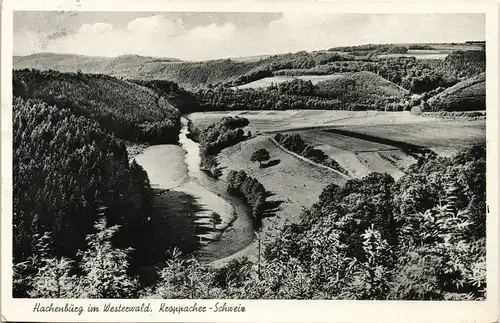 Ansichtskarte Hachenburg Panorama-Ansicht Westerwald Kroppacher-Schweiz 1957