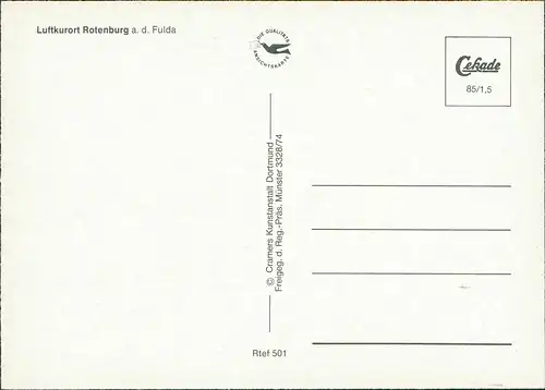 Rotenburg a. d. Fulda Luftbild Gesamtansicht vom Flugzeug aus 1985