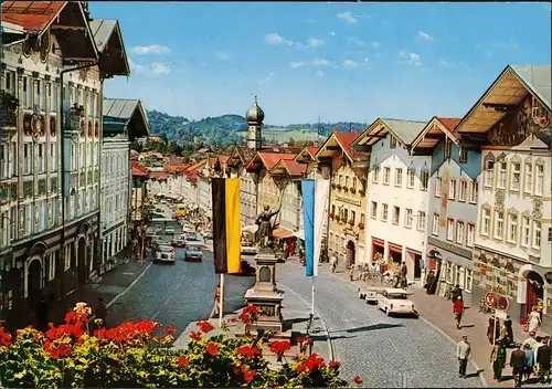 Ansichtskarte Bad Tölz Marktstrasse belebt, Geschäfte, Auto Verkehr 1975
