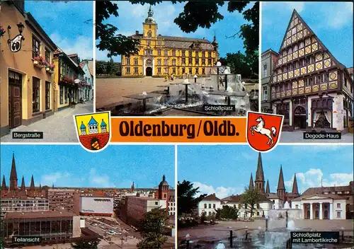 Oldenburg Mehrbild-AK Bergstraße, Degode-Haus, Schloßplatz uvm. 1990