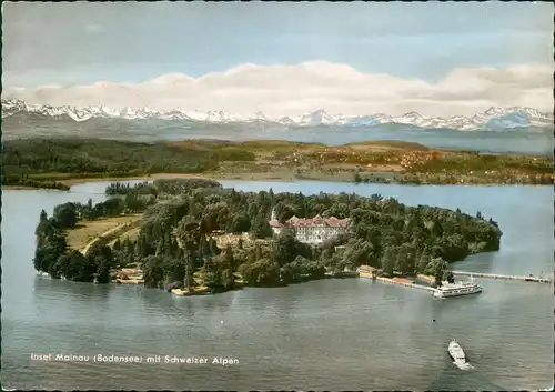 Ansichtskarte Konstanz Insel Mainau Bodensee Panorama Schweizer Alpen 1960