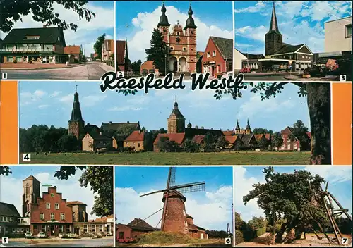 Raesfeld Mehrbild-AK mit Alte Mühle, Schloss, Ortsansichten 1980