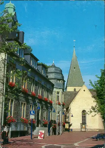 Ansichtskarte Lage (Lippe) Rathaus und Kirche 1987