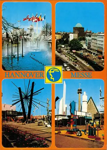 Ansichtskarte Hannover Mehrbildkarte mit 4 Messe Ansichten Messegelände 1980