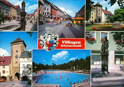 Villingen-Schwenningen Mehrbild-AK div. Ansichten u.a. Freibad, Straßen 1980