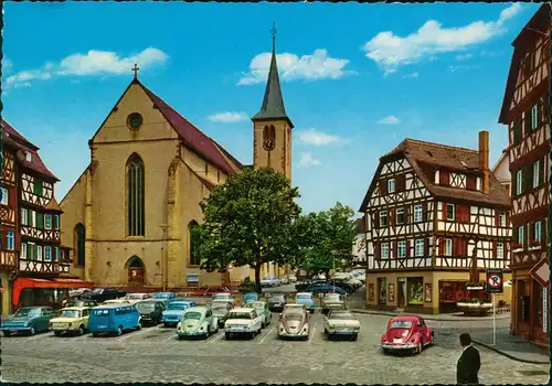 Mosbach (Baden) Marktplatz Auto-Parkplatz div. Autos ua. VW Käfer 1979