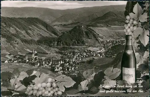 Ansichtskarte Mayschoß Panorama-Ansicht mit Wein Trauben Illustration 1957