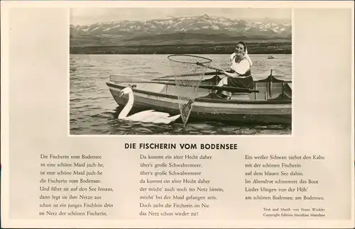 Ansichtskarte  DIE FISCHERIN VOM BODENSEE Text & Musik Franz Winkler 1953
