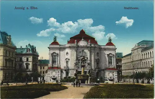 Postcard Aussig Ústí nad Labem (Ustji, Ustjiss) Stadttheater 1913