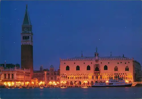 Cartoline Venedig Venezia Notturno in Bacino, Abend Panorama 1980