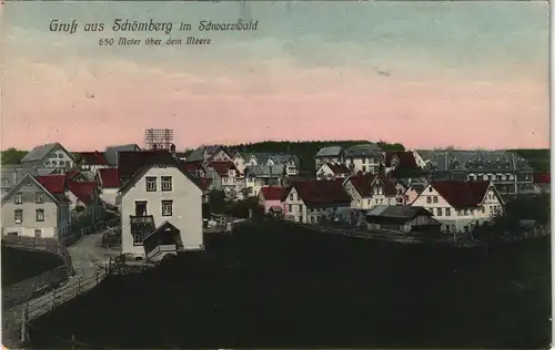 Ansichtskarte Schömberg (Schwarzwald) Stadtpartie 1911