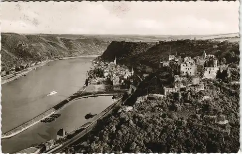 Ansichtskarte Sankt Goar Stadt mit Burg Rheinfels 1963