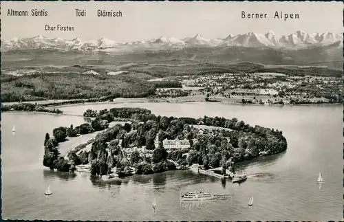 Ansichtskarte Konstanz Luftbild Insel Mainau vom Flugzeug aus 1968