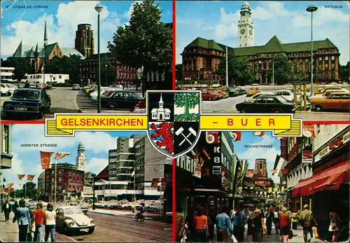 Buer-Gelsenkirchen MB mit 4 Stadtteilansichten Hochstrasse, Horster Str. 1976