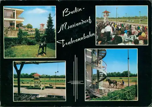 Mariendorf-Berlin Trabrennbahn Berlin-Mariendorf Pferdesport Mehrbildkarte 1972