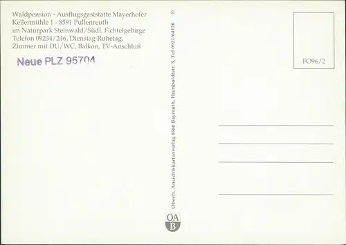 Pullenreuth Waldpension Ausflugsgaststätte Mayerhofer Kellermühle 1990