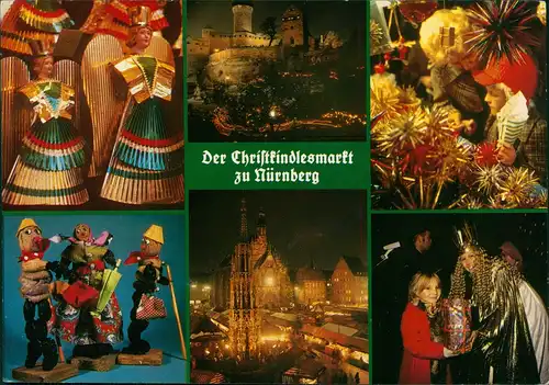 Nürnberg Christkindles-Markt, Weihnachtsmarkt, Weihnachtsengel, Mehrbild-AK 1987