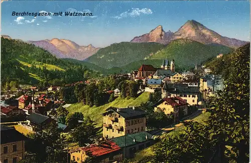 Ansichtskarte Berchtesgaden Stadt mit Watzmann 1913
