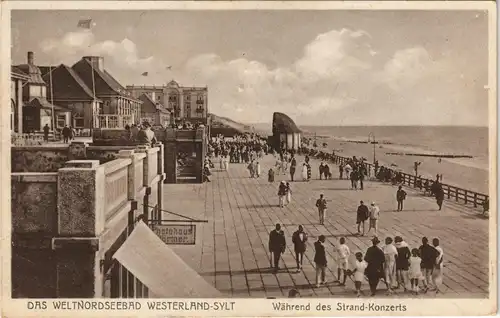 Ansichtskarte Westerland-Sylt Promenade während des Strandkonzertes 1928