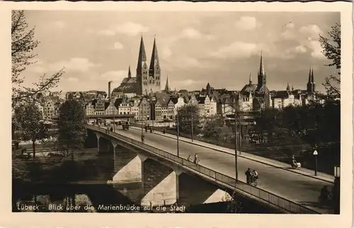 Ansichtskarte Lübeck Blick über die Marienbrücke auf die Stadt 1931