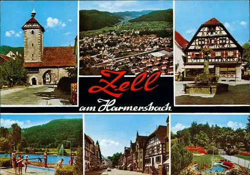 Ansichtskarte Zell am Harmersbach Mehrbildkarte mit 6 Foto-Ansichten 1972