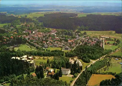 Königsfeld im Schwarzwald Luftbild Gesamtansicht mit Schwarzwald Panorama 1979