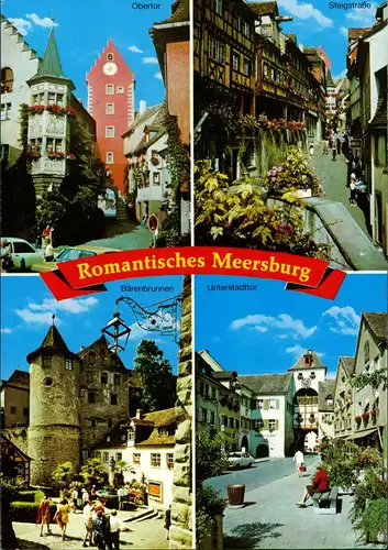 Meersburg Mehrbild-AK mit Bärenbrunnen, Obertor, Steigstrasse 1980