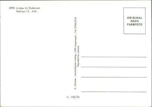 Ansichtskarte Lindau (Bodensee) Rathaus 15. Jhdt. 1990
