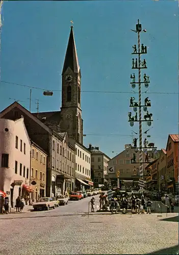 Waldkirchen Marktplatz Maibaum von Jugendlichen  Geschäftsstraße 1977/1960