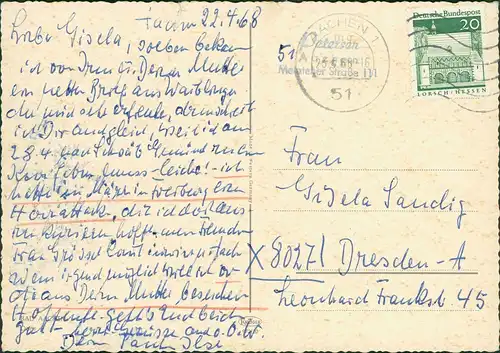 Ansichtskarte Aachen Partie am Aachener Dom 1968