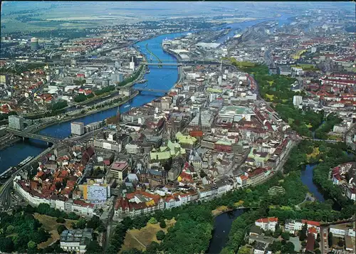 Ansichtskarte Bremen Blick über die City Luftbild Fliegeraufnahme 1970