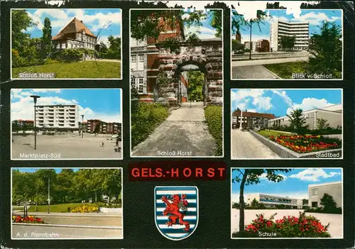 Horst-Gelsenkirchen Mehrbild mit Rennbahn, Schule, Stadtbad, Schloss uvm. 1976