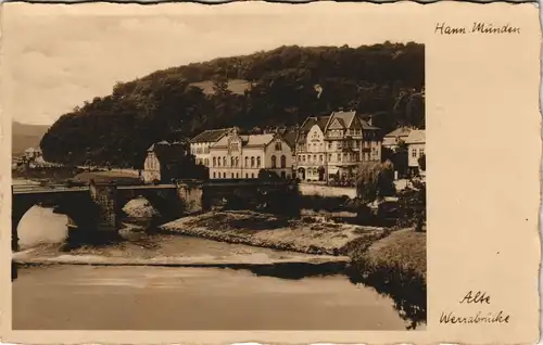 Ansichtskarte Hannoversch Münden Hann. Münden Alte Werrabrücke 1935