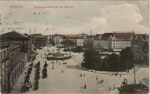 Ansichtskarte Hannover Ernst-August Platz von der Post 1913