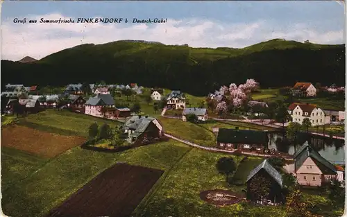 Postcard Finkendorf-Ringelshain Polesí Rynoltice Panoramablick 1927/1941