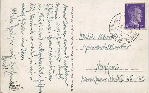Postcard Finkendorf-Ringelshain Polesí Rynoltice Panoramablick 1927/1941
