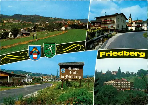 Ansichtskarte Friedberg Mehrbildkarte mit 4 Ortsansichten 1980