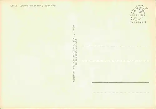 Ansichtskarte Celle Löwenbrunnen am Großen Plan, Autos Opel u. Ford 1970