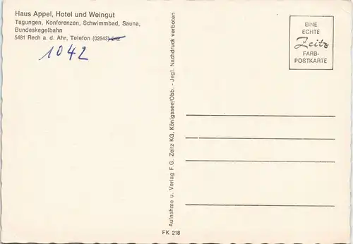 Ansichtskarte Rech (Ahrtal) Haus Appel, Hotel und Weingut 1963