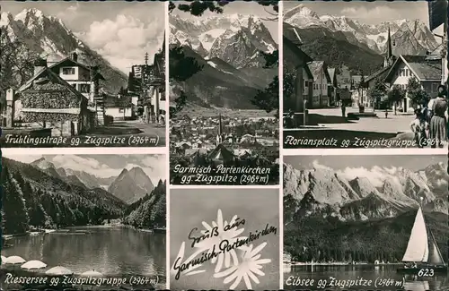 Garmisch-Partenkirchen Mehrbildkarte mit Ortsansichten und Umland-Ansichten 1960